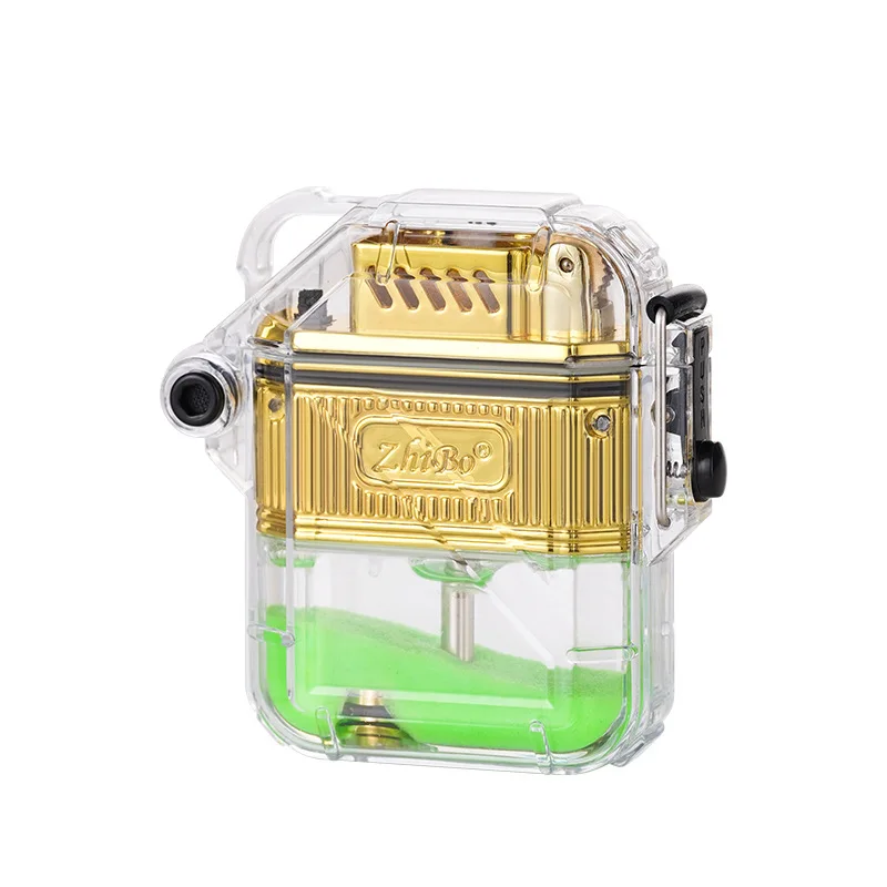 Long-Lasting Luminous Quicksand Lighter - Transparent Fluorescent Retro Style, Creative Personality Smoking Gadget for Daily Use