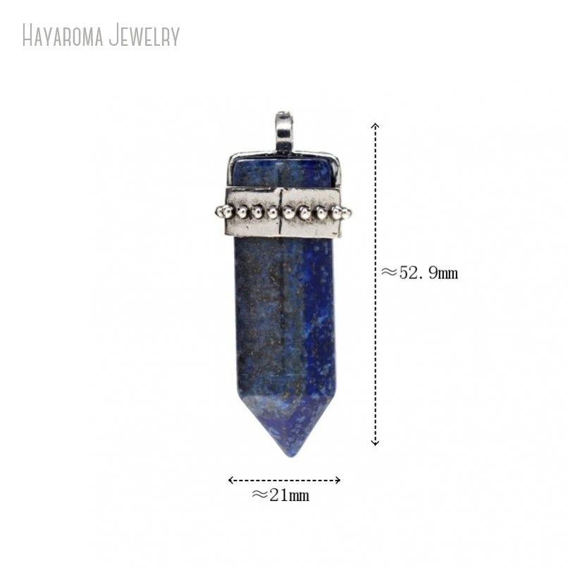 10Pcs Wholesale Stone Lapis Lazuli Jewelry Silver Color Crystal Pillar Hexagon Hexagonal Prisms Point Pendant