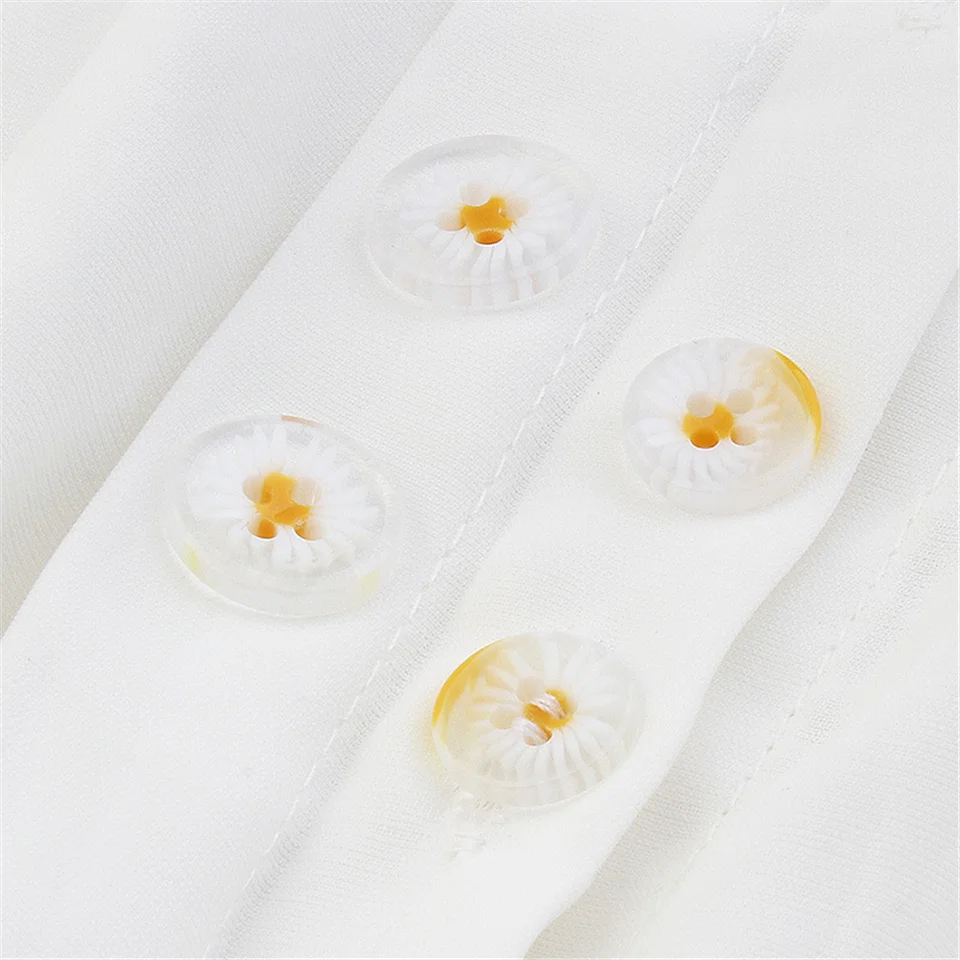 10pcs Daisy Resin Buttons Shirt Sweater Coat Clothes Sew Transparent Buttons Decorative Collar Button Accessories