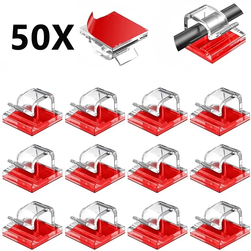 Transparent Cable Clips Cable Management Wire Manager Cord Holder USB Type C Charging Data Line Bobbin Winder Wall Mounted Hook