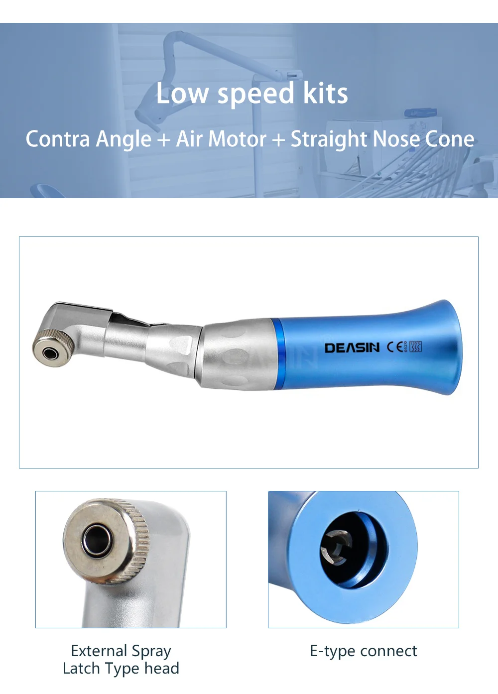 5-teiliges Set Dental Hoch- & Niedriggeschwindigkeits-Handstücke, Bunte Gerade Winkelstücke, Luftmotor, Einweg-Wasserspray, Luftturbine 2/4 Löcher – Detail 4