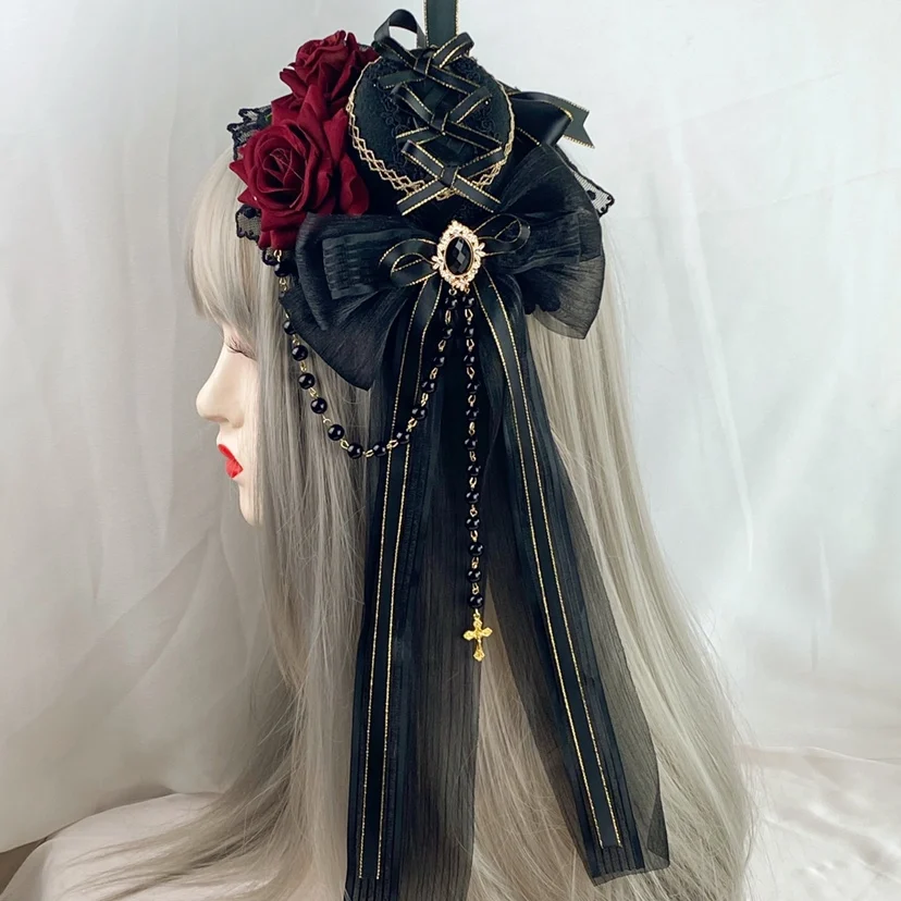 Lolita Gothic Kill Dark All-Match Lo Elegant Flat Hat Billycock Hairware Accessories