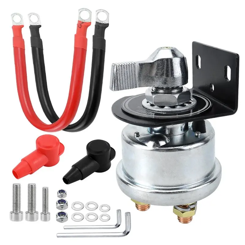 AU65-Battery Disconnect Switch Kit (Includes Cables And Mounting Hardware) - Battery Cut-Off Switch For Vehicles And Boats