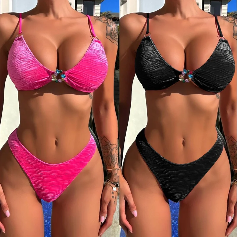 Women's solid color split swimsuit bikini bikiniwsa003
