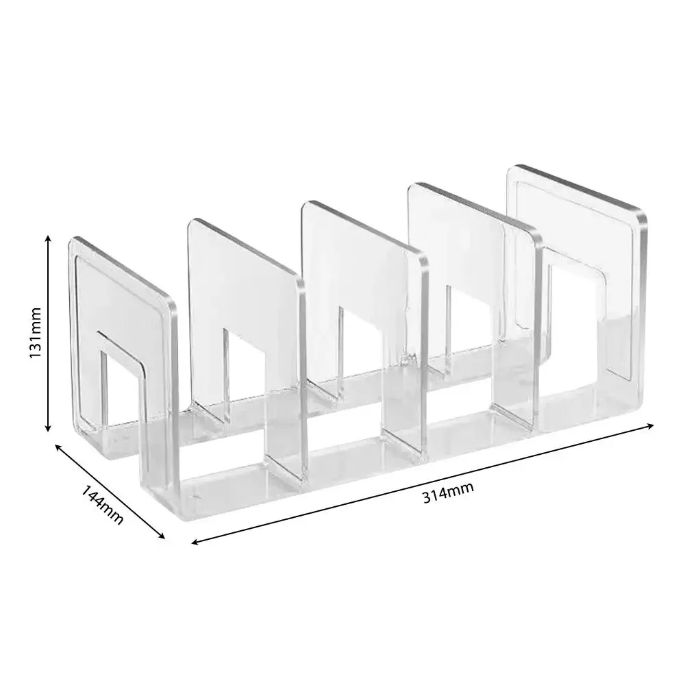 Clear Acrylic Bookends Convenient Desk Organizer with Handle Desktop Sorting Rack Divided Book Stand Study Supplies