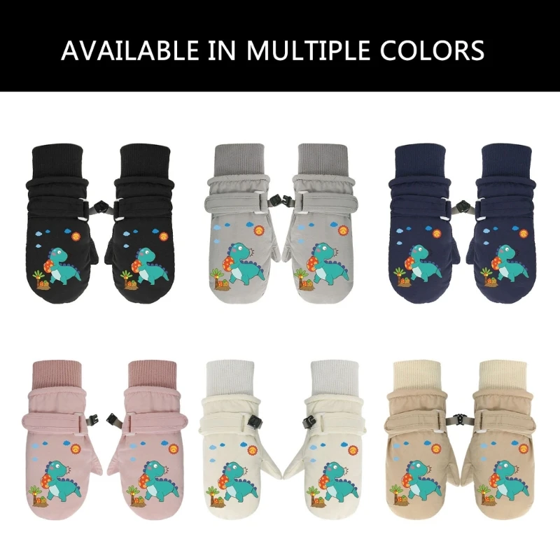 

Winter Mittens Warm Snow Gloves Printed Dinosaur Gloves for Boy Girl Students Windproof Thermal Gloves Mitts