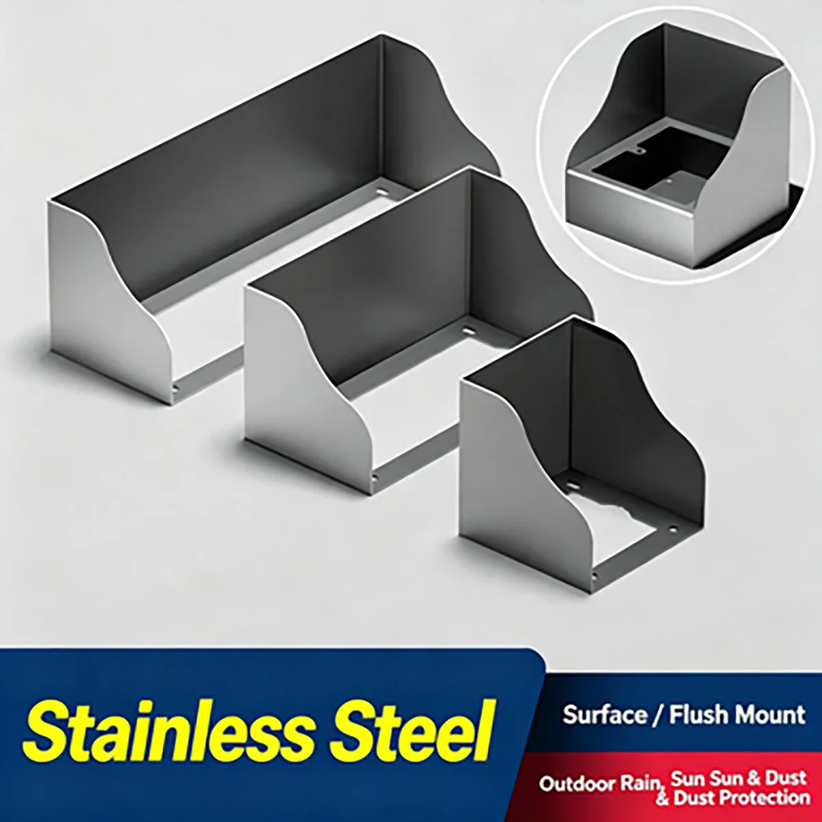 Stainless Steel Outdoor Socket Rain Cover Surface Mount Weatherproof Electrical Outlet Protector Box For 86 Standard Wall Socket