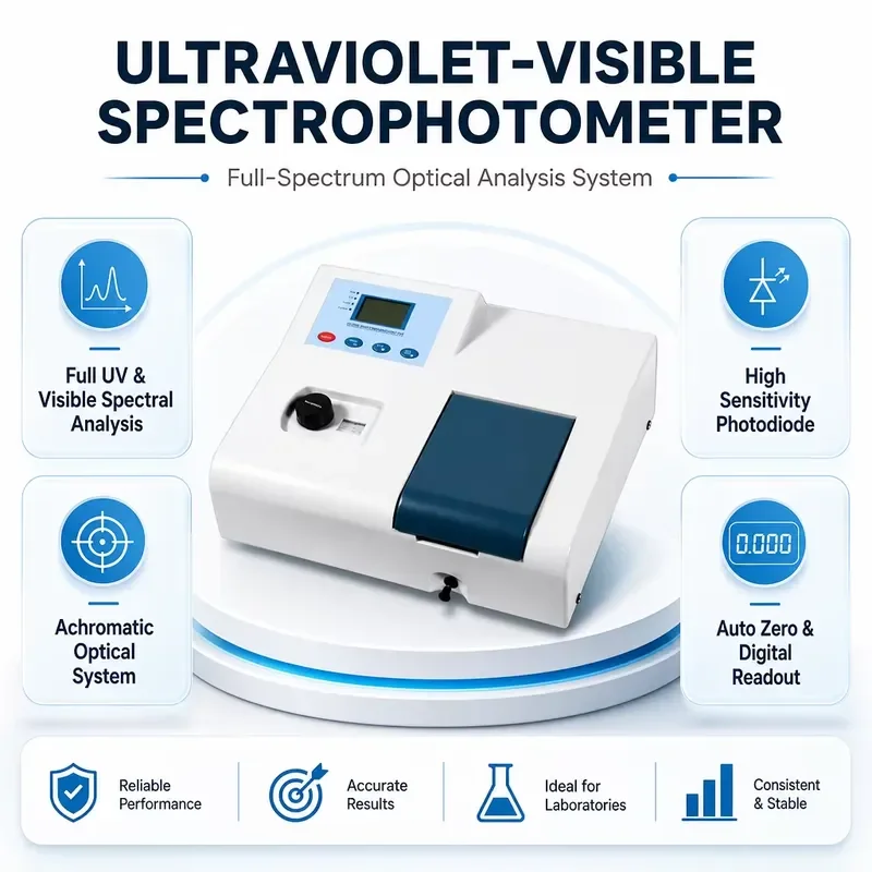 i BAXIT UV752N Ultraviolet-Visible Spectrophotometer 120 Lines/mm Grating 4nm Spectral Bandwidth 1nm Wavelength Resolution