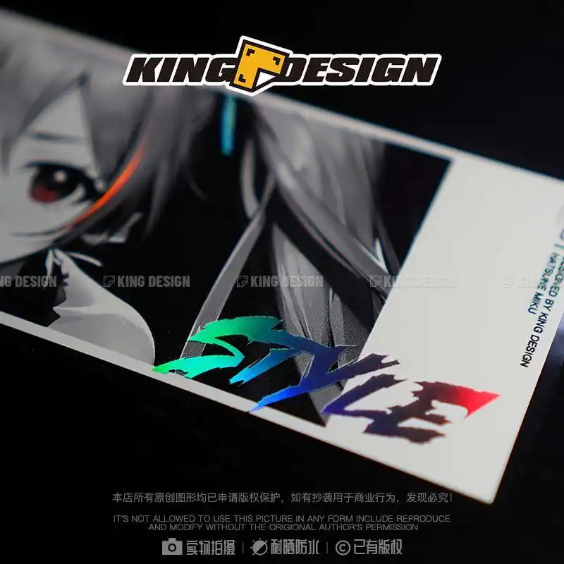 Hatsune Miku-pegatina de esposa secundaria para niña, pegatina láser para coche, ventana triangular de cristal, pegatina decorativa impermeable