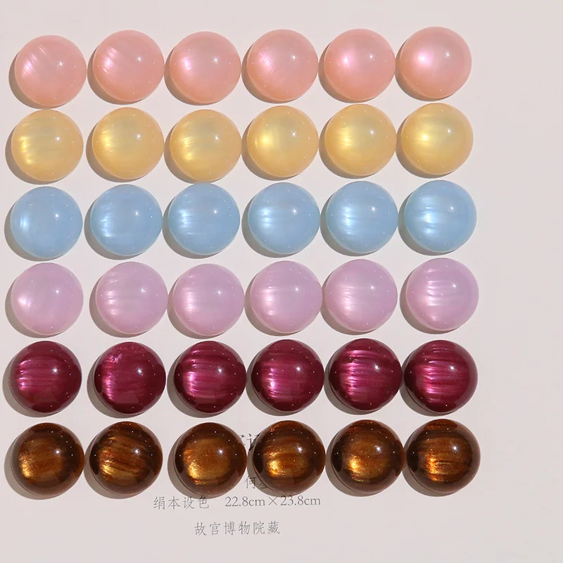WFFNNKC 10-20PCS Retro Cat Eye Resin Half Round Flat Back Patch DIY Jewelry Making Accessories Hairpin Earrings Ring Ornament
