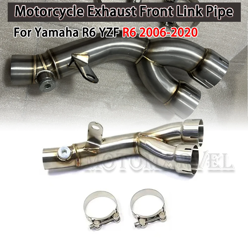 

Fit For Yamaha R6 YZF R6 2006-2020 Exhaust Muffler Y Mid Pipe Link Motorcycle Link Muffler Pipe Silencer System Eliminator YZFR6