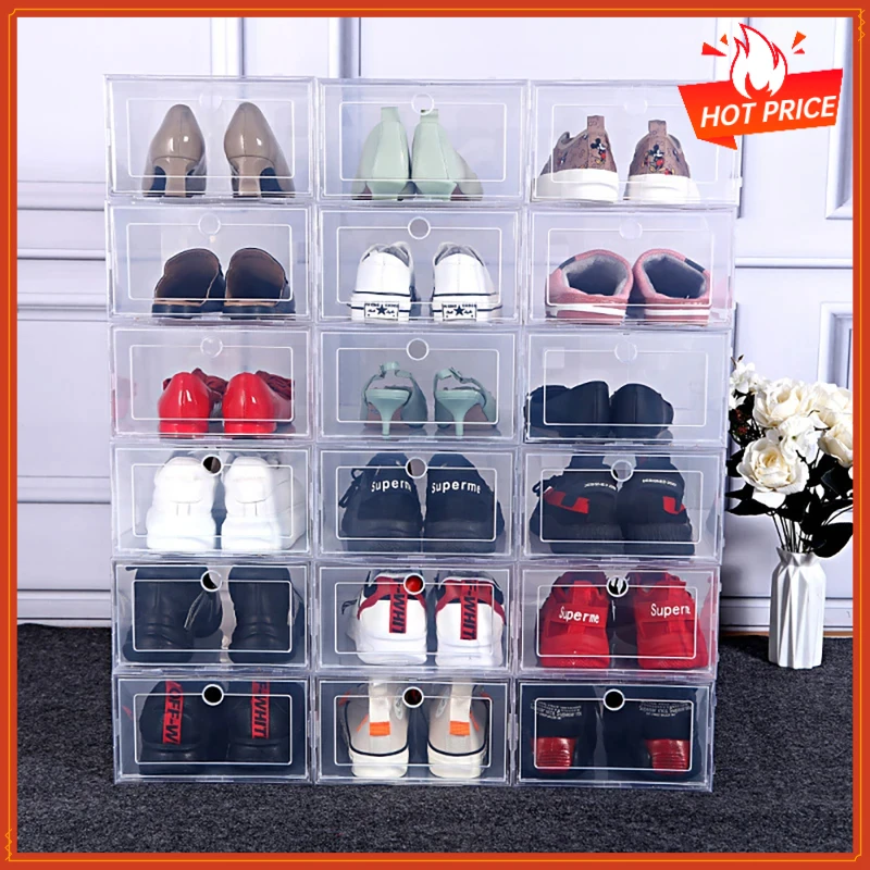 Shoe Box Display - 6-pack transparante schoenendoosjes schoenenorganizers verdikte opvouwbare