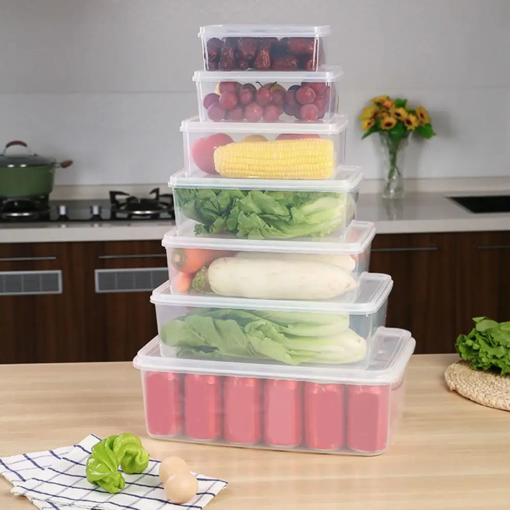 

Resuable Transparent Storag Box Rectangular Food Grade Kitchen Storage Box Multifunctional Food Sealed Case Kitchen Organizer