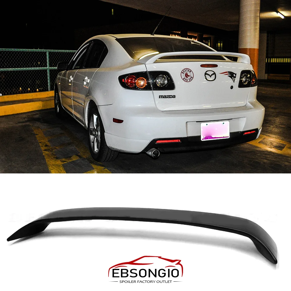 Auto-Styling für Mazda 3 Limousine 4 Türen 2004 2005 2006 2007 2008 2009 ABS-Kunststoffmaterial Unlackiert Heckspoiler Flügel