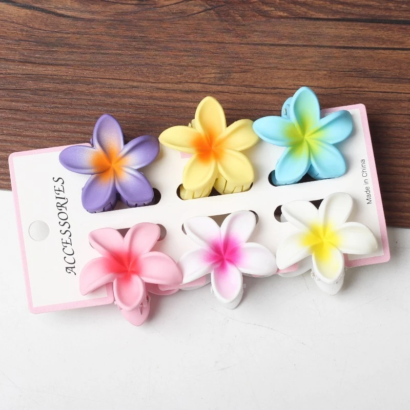 2025 Women's Hot Selling Cute Six Piece Hair Clip Set Egg Flower Summer Vacation Style Grab Clip Beach Hair Clip Hair Accessory