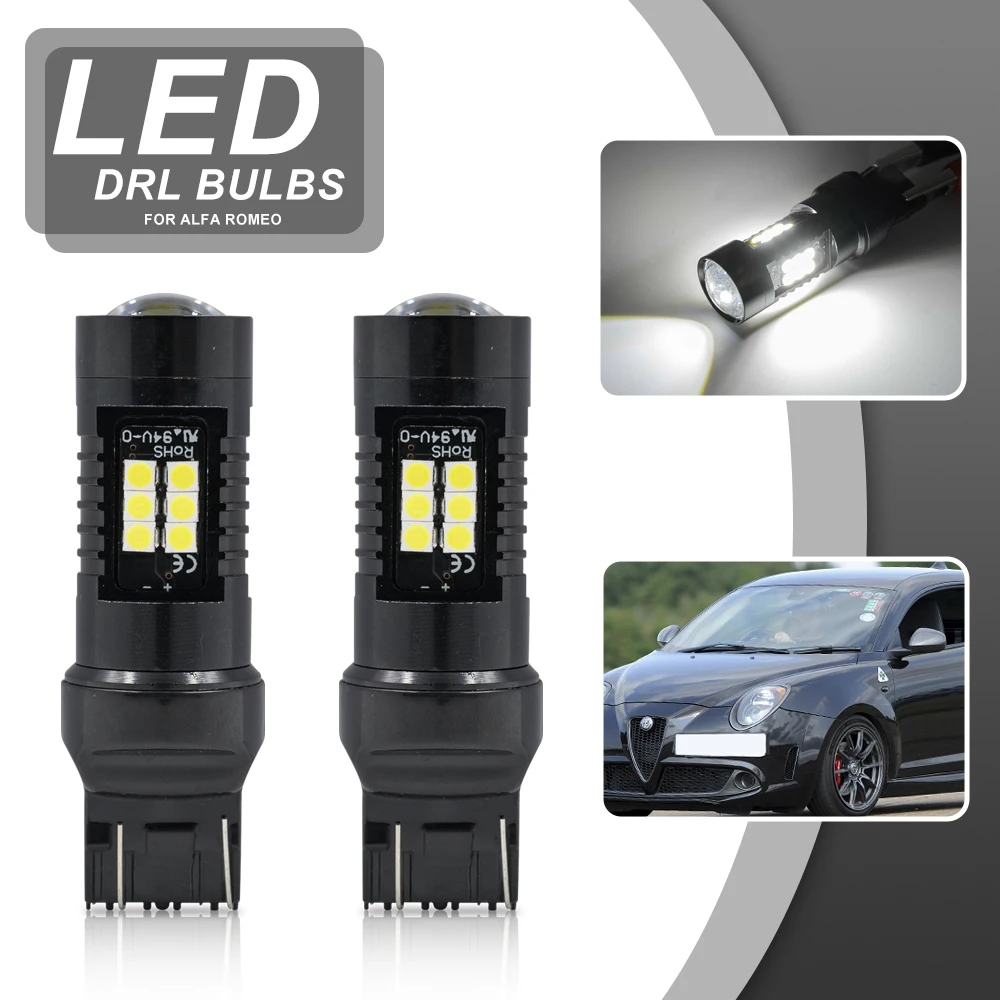 Безобчатые светодиодные лампы DRL/парковочные огни для переднего бампера Alfa Romeo MiTo 955 2008-2018 T20 7443 W21/5 Вт, дневные ходовые огни Безобчатые светодиодные лампы DRL/парковочные огни для переднего бампера Alfa Romeo MiTo 955 2008-2018 T20 7443 W21/5 Вт, дневные ходовые огни