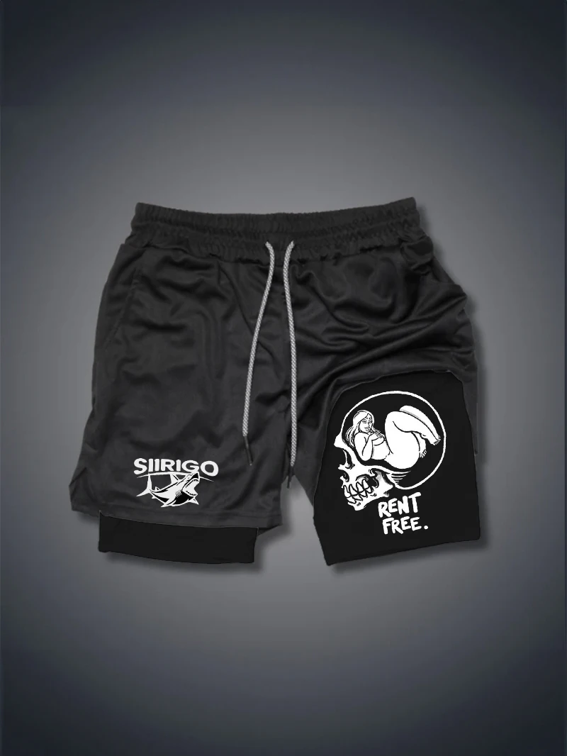 Pantaloncini Fitness da uomo a doppio strato fodera in rete con coulisse elastico in vita traspirante Quick Dry to Beach Pool Summer Male
