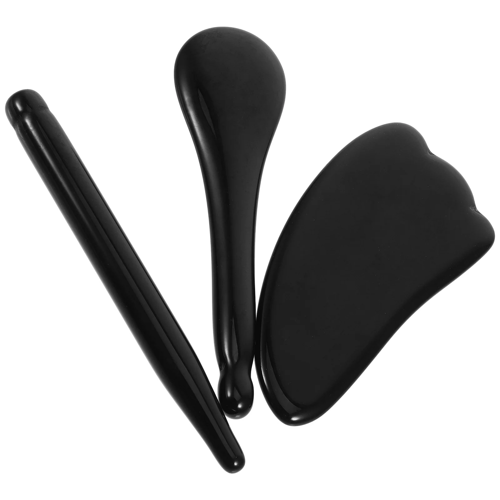 3 قطعة حجر السج الأسود غوا شا طقم أدوات الوجه الحجر الطبيعي للوجه الرقبة الظهر تدليك الرعاية الأسطوانة النحت مزدوجة #4