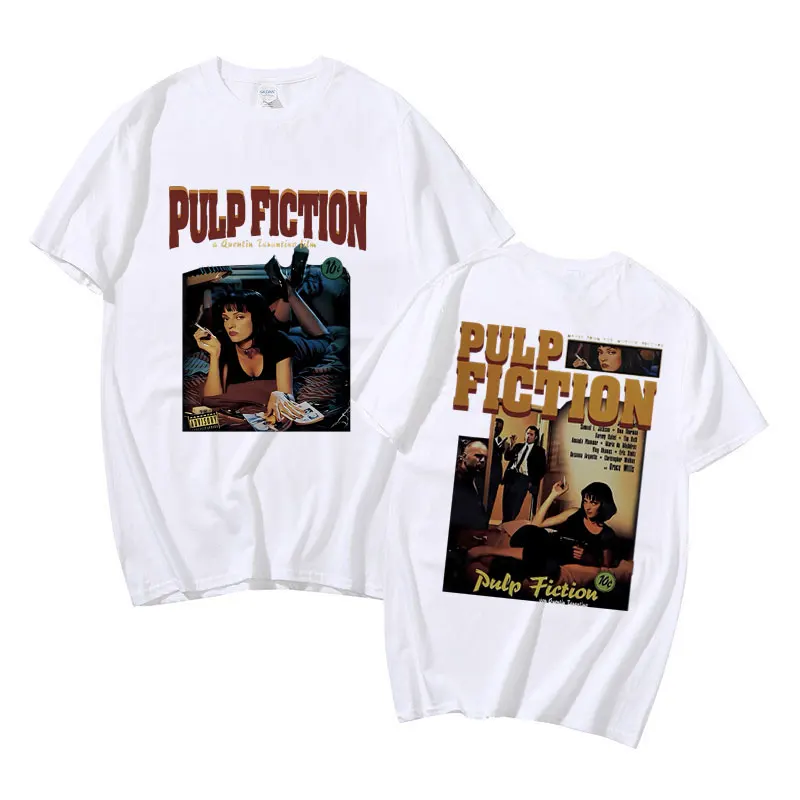 Movie Pulp Fiction Mia Wallace Print T-shirts Quentin Tarantino Tshirt Men Women Casual Vintage T Shirt Male Cool Oversized Tees