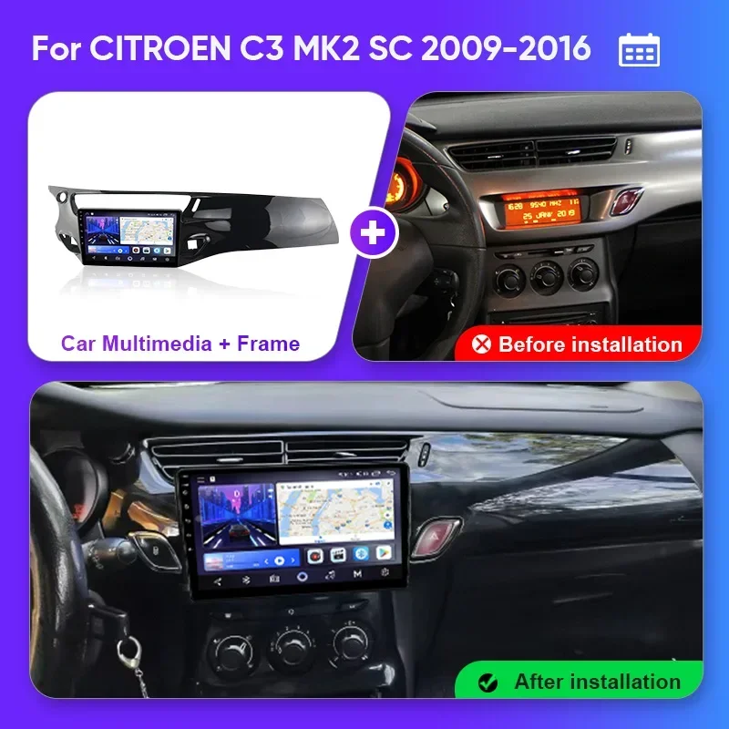 QSZN For Citroen C3 DS3 2010 - 2016 Android 13 Car Radio Multimedia Video Player 4G GPS CarPlay Auto Head Unit Stereo Navigation