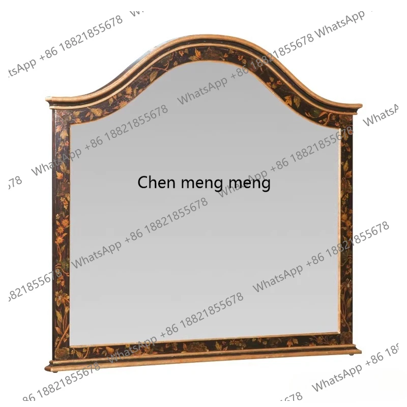 Black hand-painted foreign flower gilded antique dressing mirror villa bedroom mirror
