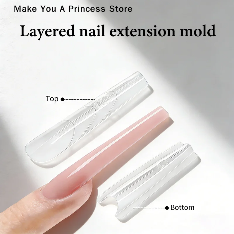 【HBA】Sandwich Dual Nail Forms 60 Stück 15Size Quick Extensions-Dual Forms T-förmige Ellipse Maniküre Forms Top Mold Bottom Mold 3D