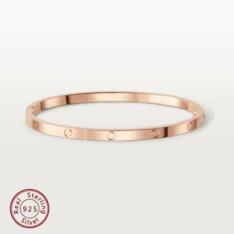 S925 Silver Original Logo 5A Quality LOVE Bracelet, Available in Three Colors, Essential for Noble Ladies