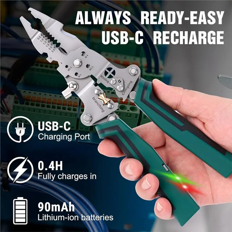 AT19-Multi-Function Foldable Wire Stripper& Tester For Stripping, Shearing, Peeling, Cutting With Voltage Testing Capabilities