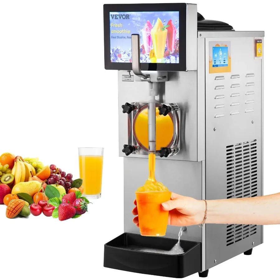 

Commercial Slushy Machine 8L 2.1 Gal Single Bowl Cool and Freeze Modes 1050W Stainless Steel Margarita Smoothie Frozen Drink M