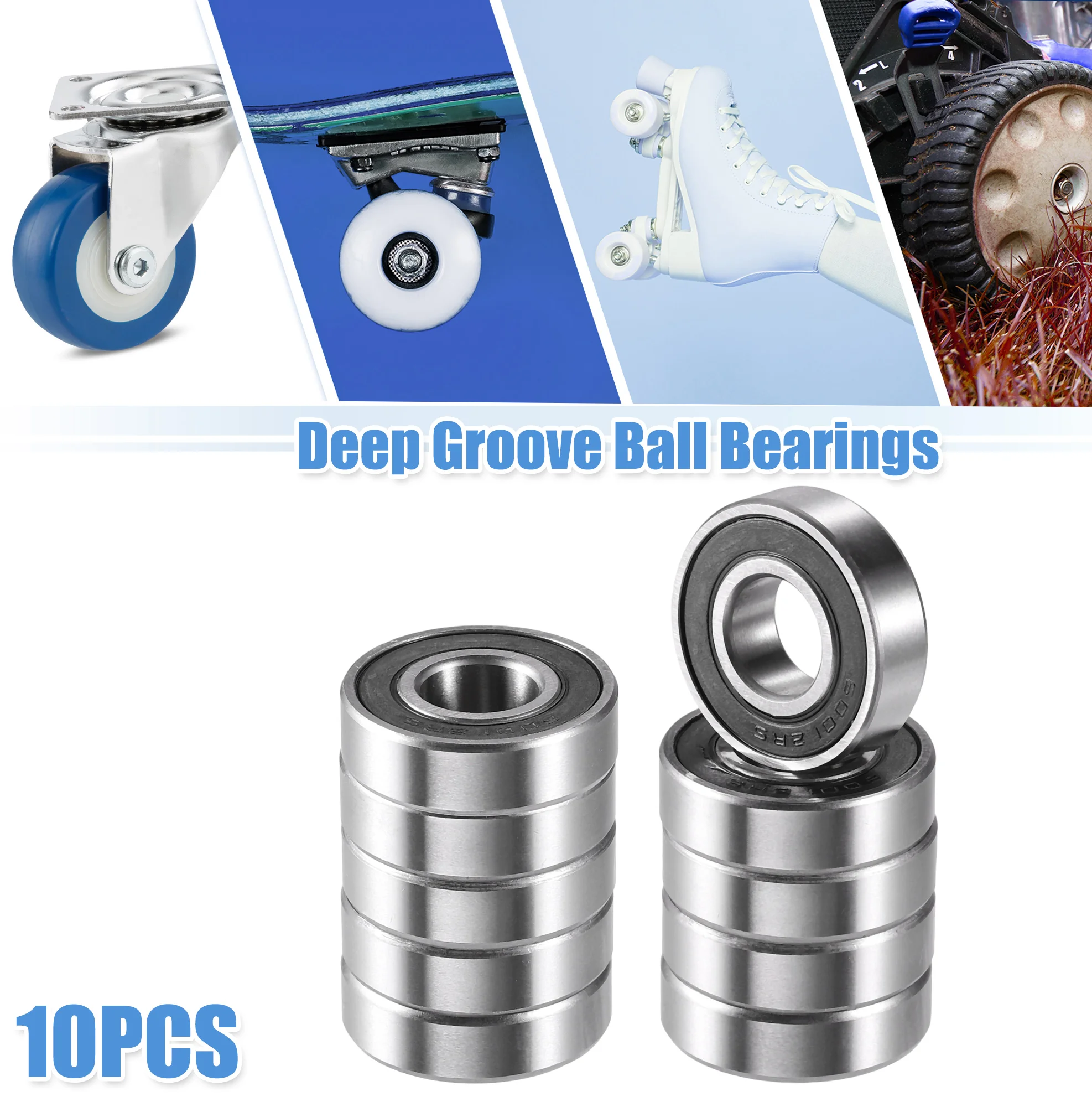 

Motoforti 10 Pcs 6001-2RS 12x28x8mm Bearing Double Rubber Seal Car Deep Groove Ball Bearings