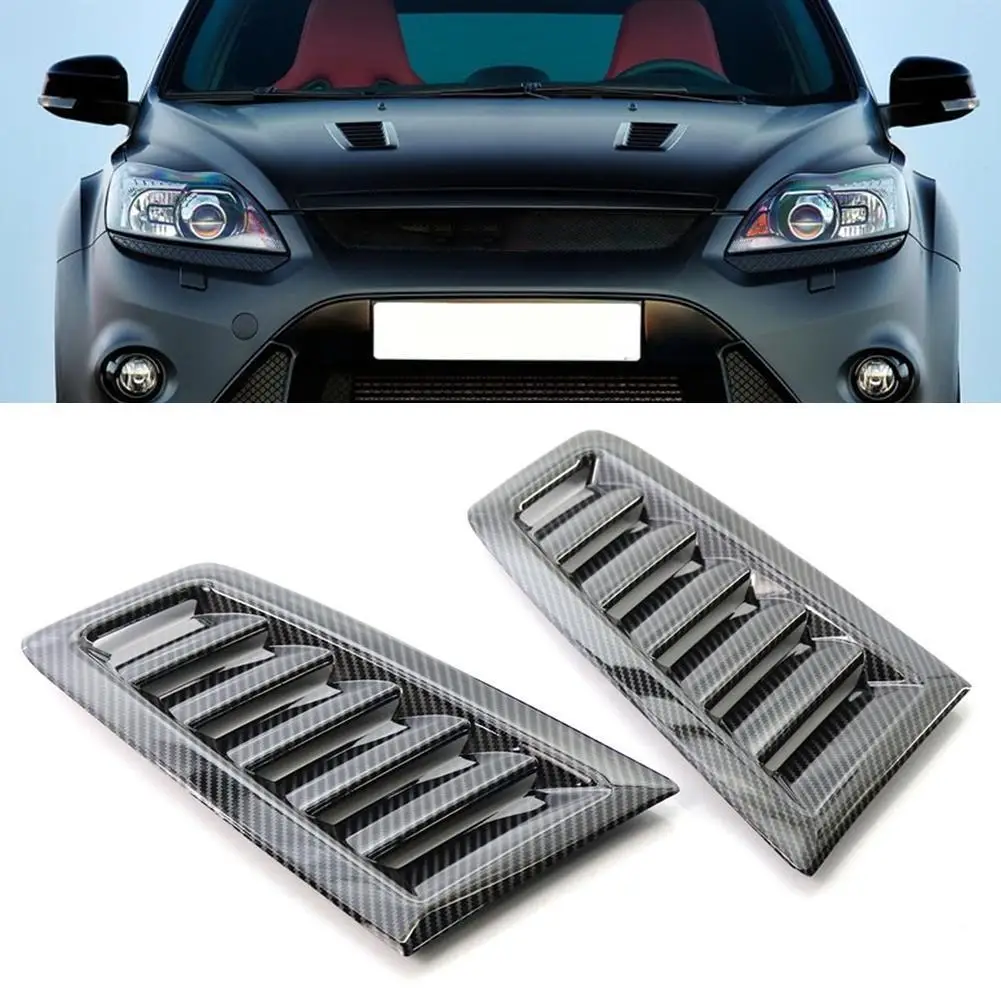 

2Pcs Bonnet Air Vents Engine Hood ABS Plastic Bonnet Vents Air Inlet Carbon Fiber for Ford Focus RS MK2 Style Exterior Parts