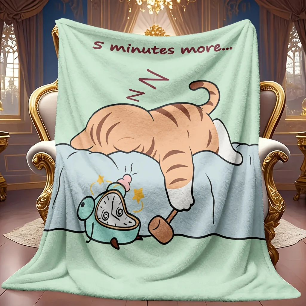 A Cozy Cat-Themed Fleece Blanket with Soft, High-Definition Digital Printing, Featuring a Cute Design for Pets to Sleep On. It'S