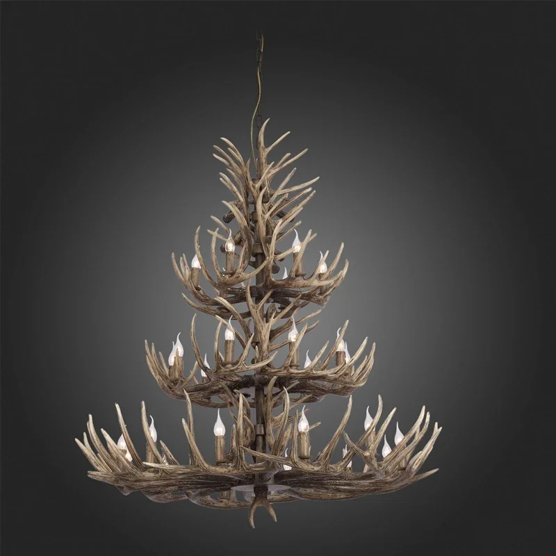 

ABEL American Retro Deer Antlers Chandelier Hotel Lobby Cafe Shop Clothing Exhibition Hall Villa Clubh Homestay Pendant light