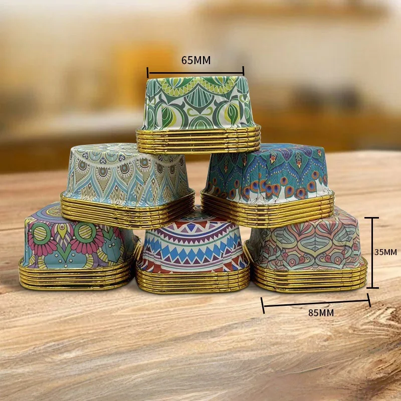 

50Pcs Ramadan Muslim Cupcake Paper Cup Ramadan Kareem Mandala Muffin Baking Mold Eid Mubarak Islamic Panettone Cupcake Wrapper