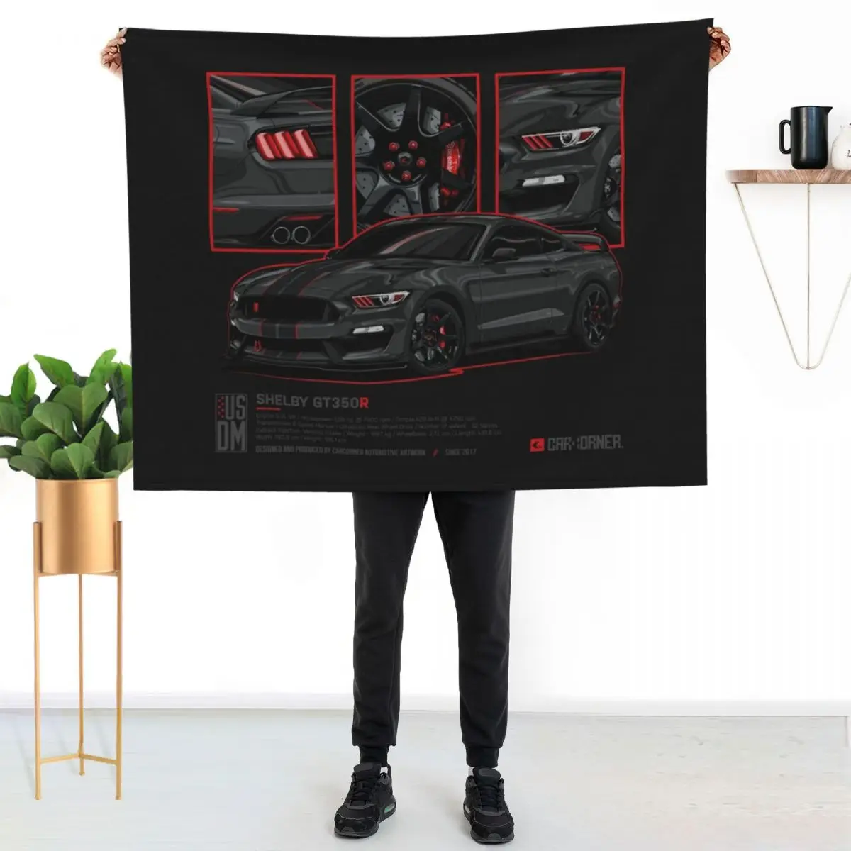

Shelby GT350R - USDM - CarCorner Throw Blanket Machine Washable Soft Warm Blanket