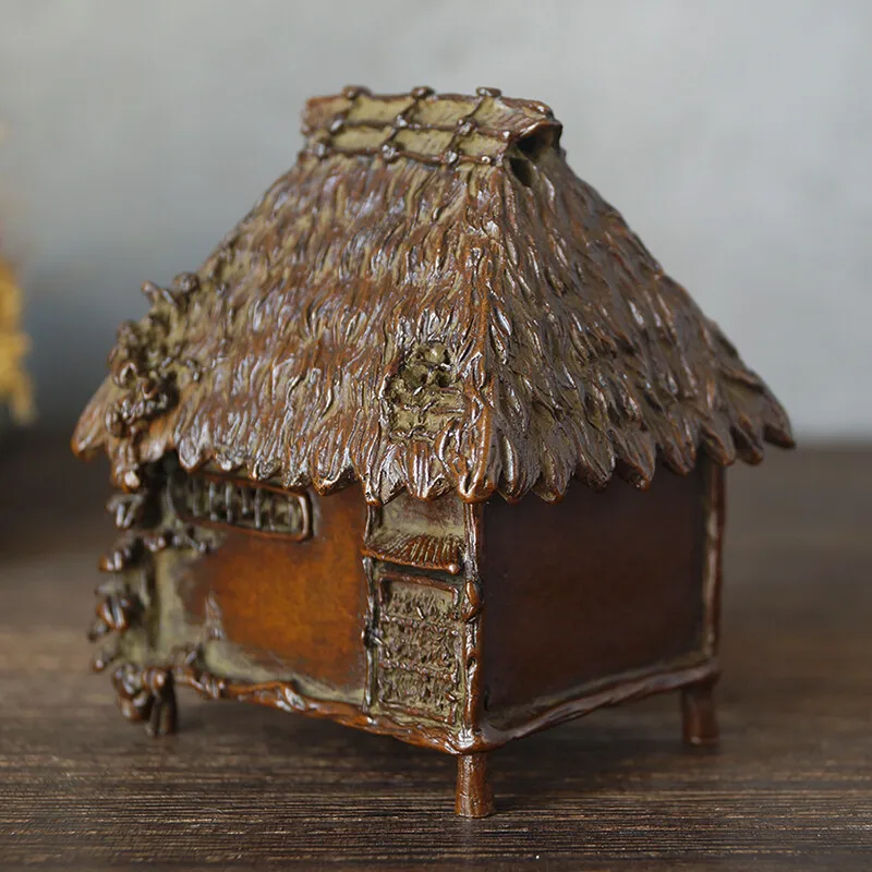 sugong red copper hand Creative copper thatched house smoker incense burner