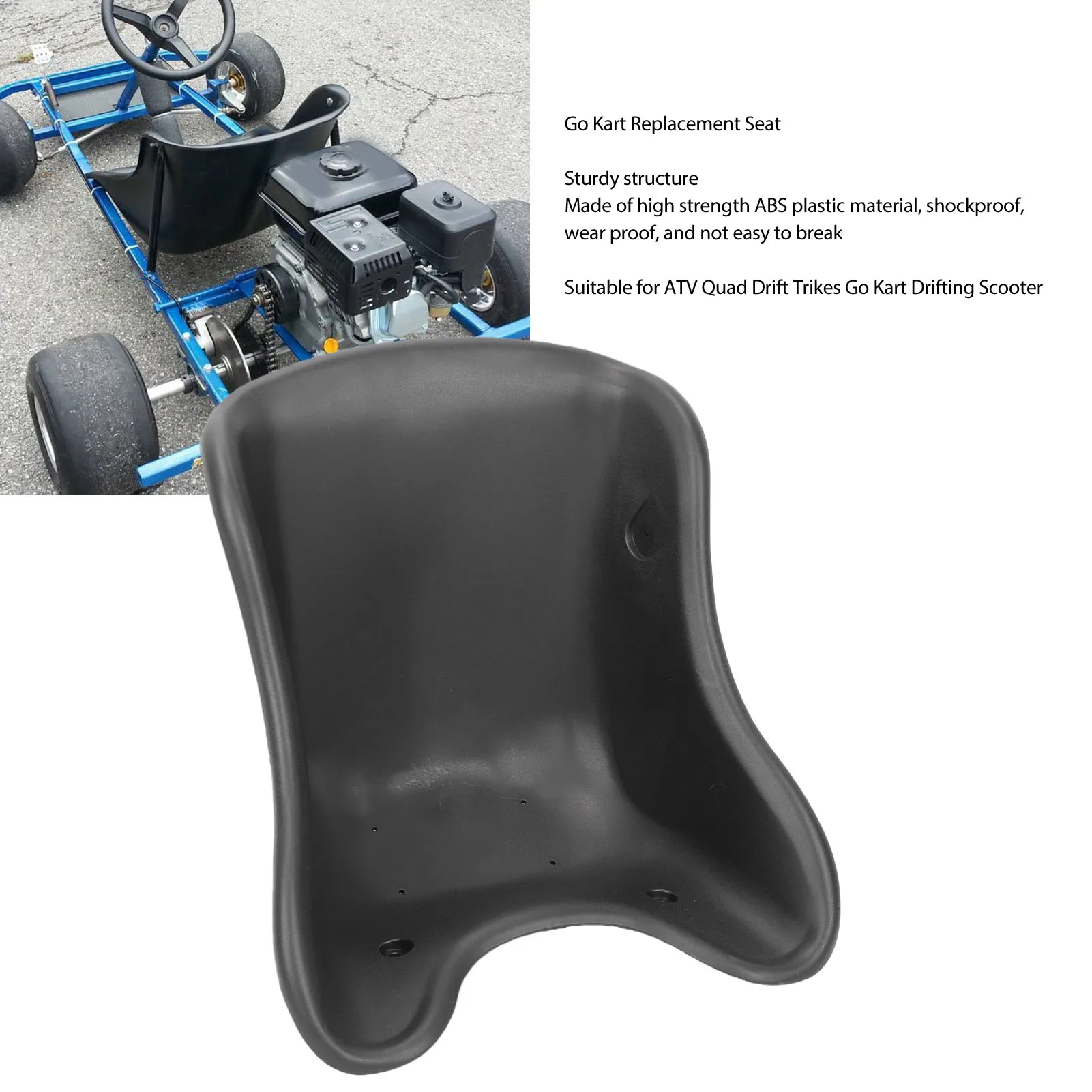 For Go Kart Replacement Seat 20.47x18.89x17.71in Seat Saddle with Backrest for ATV Quad Drift Trikes Drifting Scooter