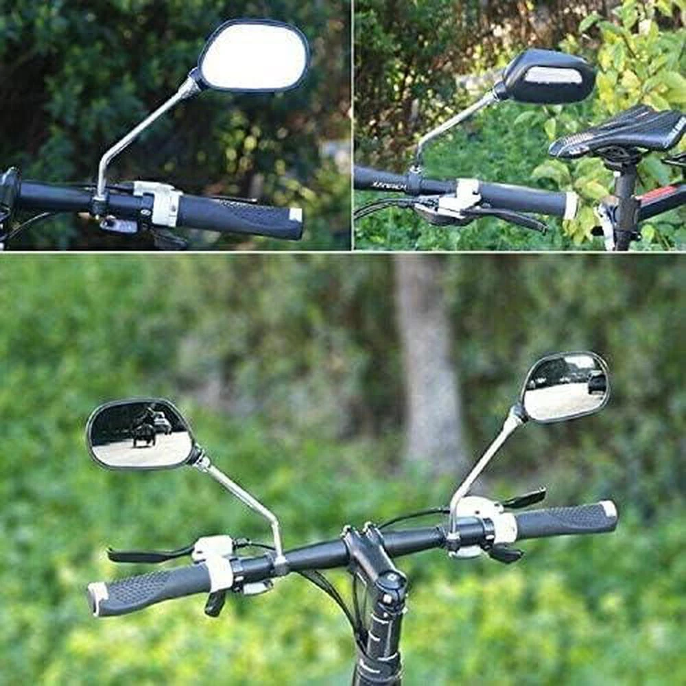 

1 пара зеркал на руль велосипеда, универсальные, подходят для велосипедных рулей диаметром 22-32 мм.