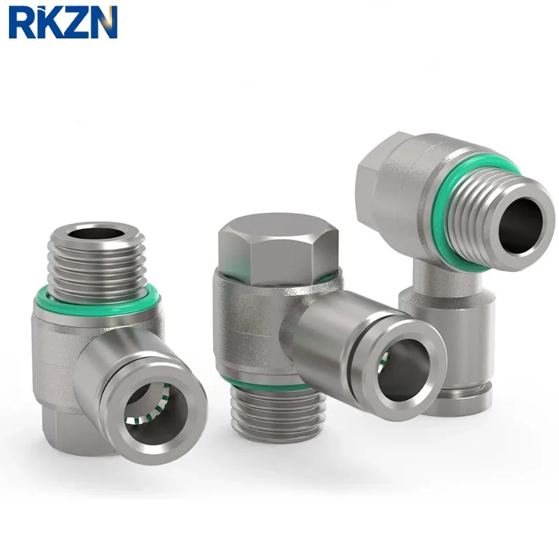304 Stainless Steel Pneumatic Quick Connector PH-G Tracheal Hose G Thread G1/8 G1/4 G3/8 External Hexagonal Rotating Hinge Joint