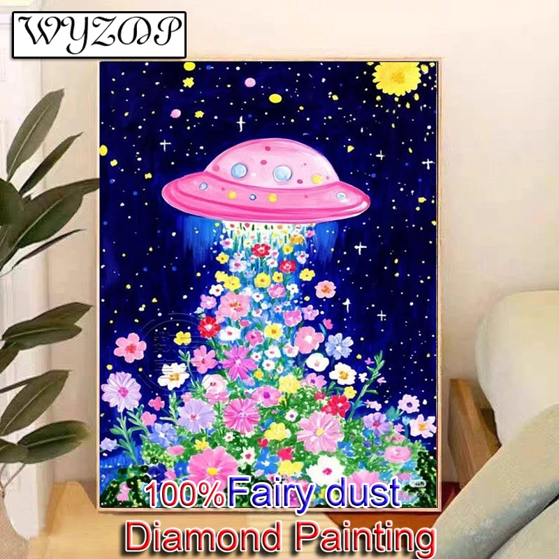 

WYZDP Fairy Dust Diamond Painting Set Flower Square Diamond Painting Cross Stitch Resin Diamond Art Craft Mosaic Home Decor