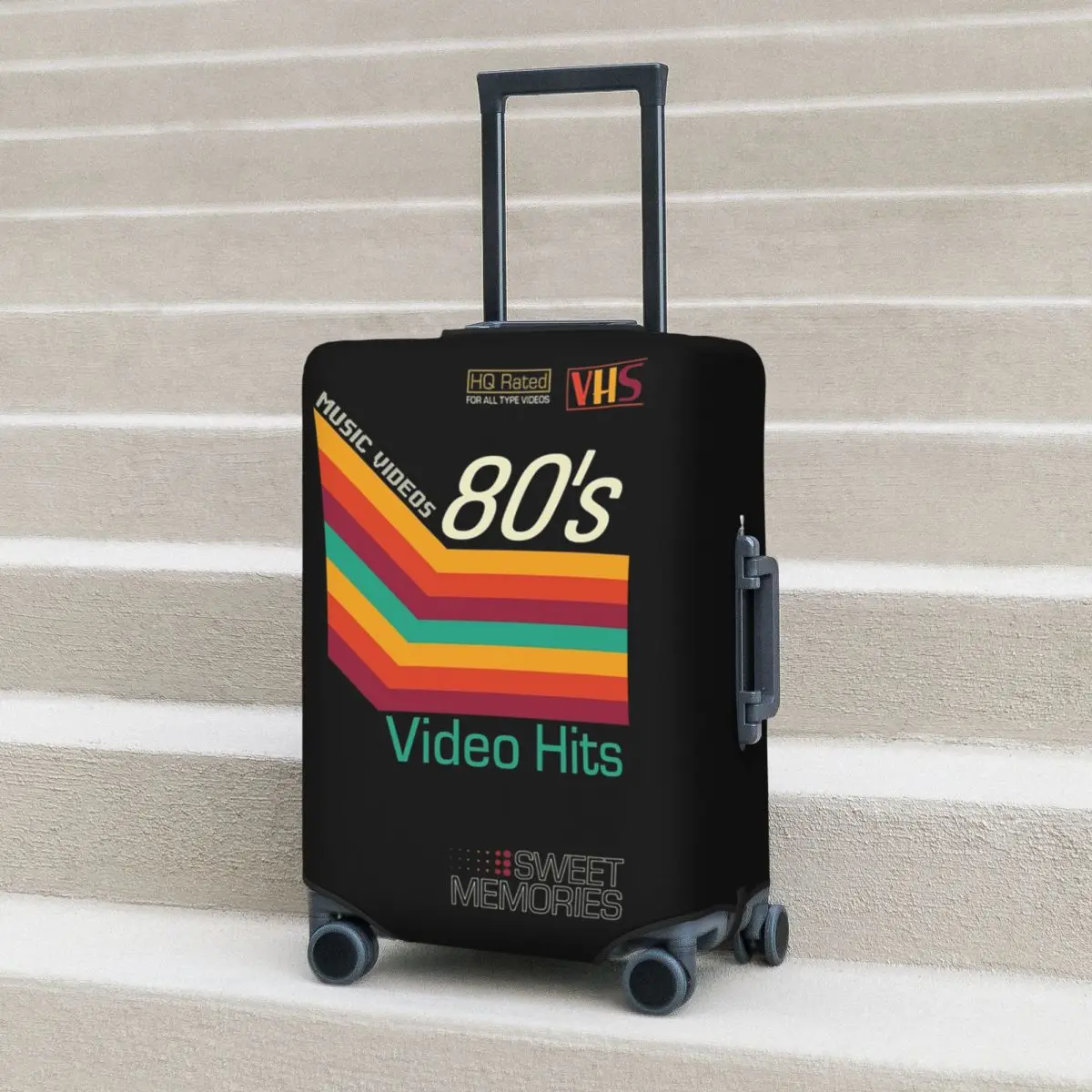 

Retro Music Video Cassete VHS Suitcase Cover Protection Elastic Travel Luggage Protector Covers for 18-32 Inch