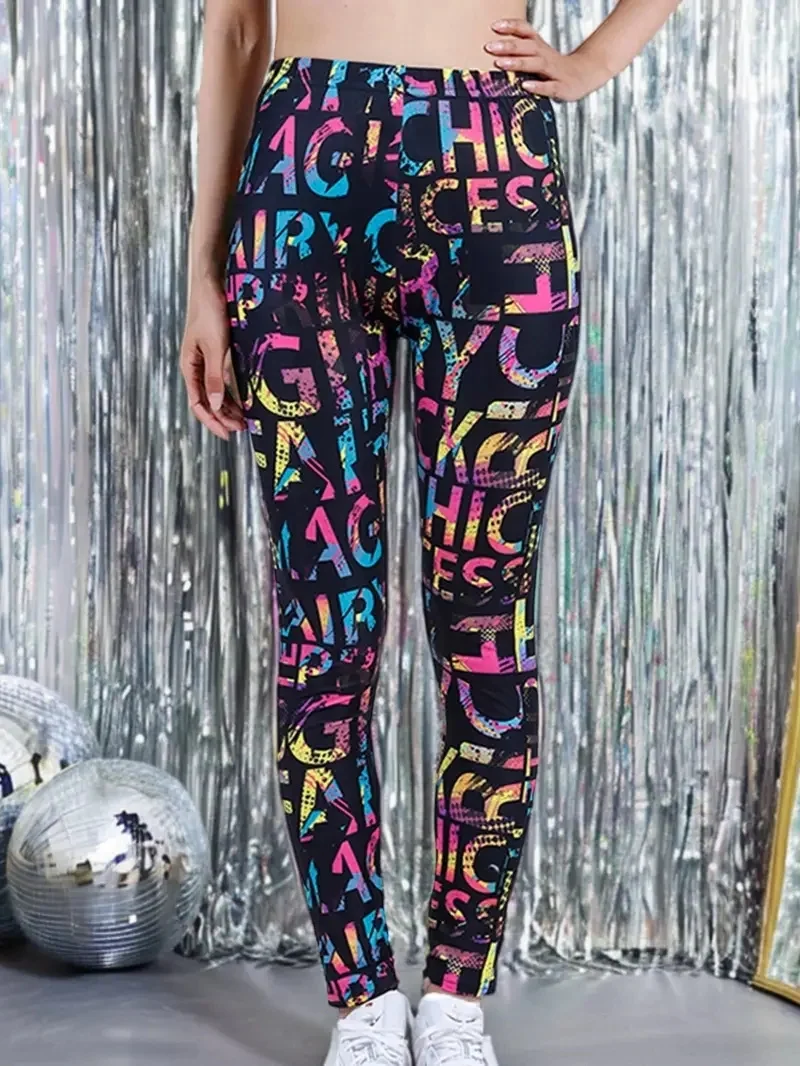 Women's Spring and Autumn Fashion Letter Print Elegant Leggings