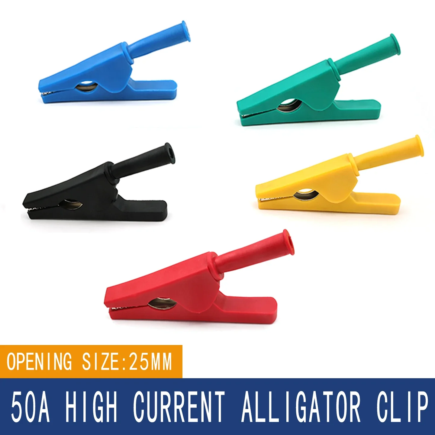 10pcs 50A High Current Alligator Clips  Opening size 25MM Crocodile Clip welding/Equipped 4mm banana plug circuit Test Clip