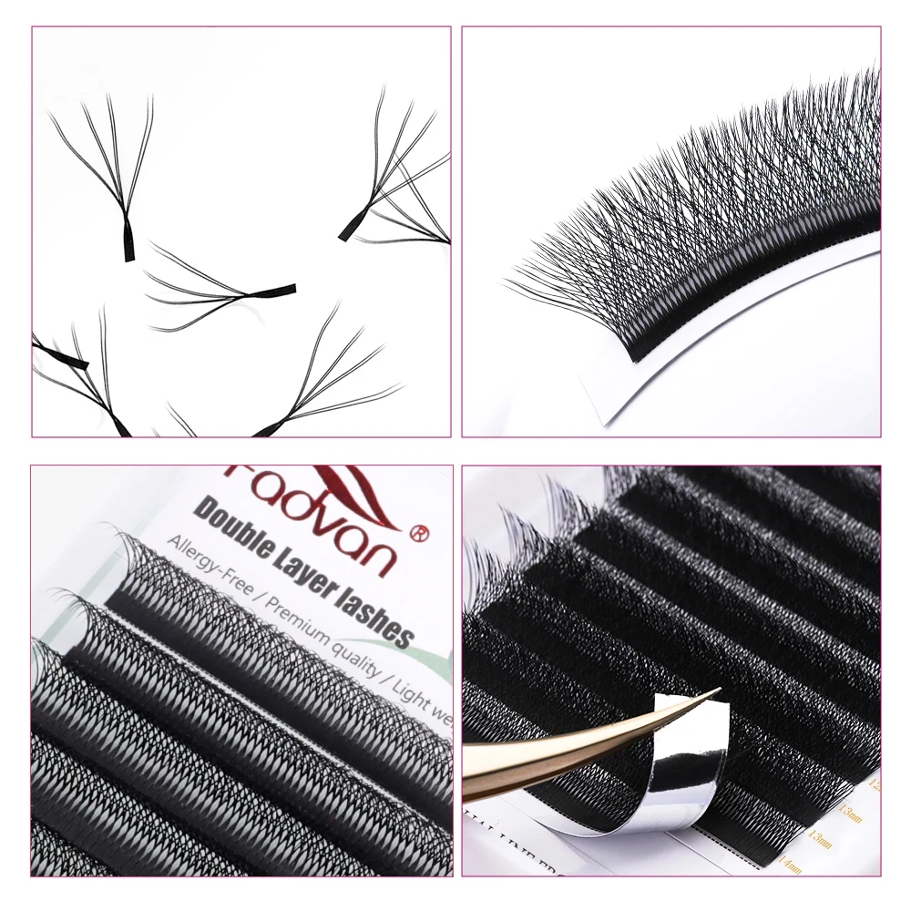 FADVAN 8D/6D/10D W Lashes Double Layer W Shape Lash Extensions Natural Soft Volume Fan Lashes