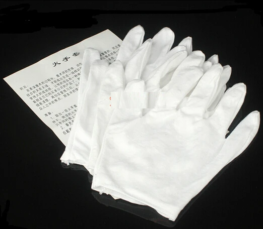 Magic Toys  4pairs/lot Magic Fire Gloves White Reusable  Accessories Fire Stage Magic Props YH241
