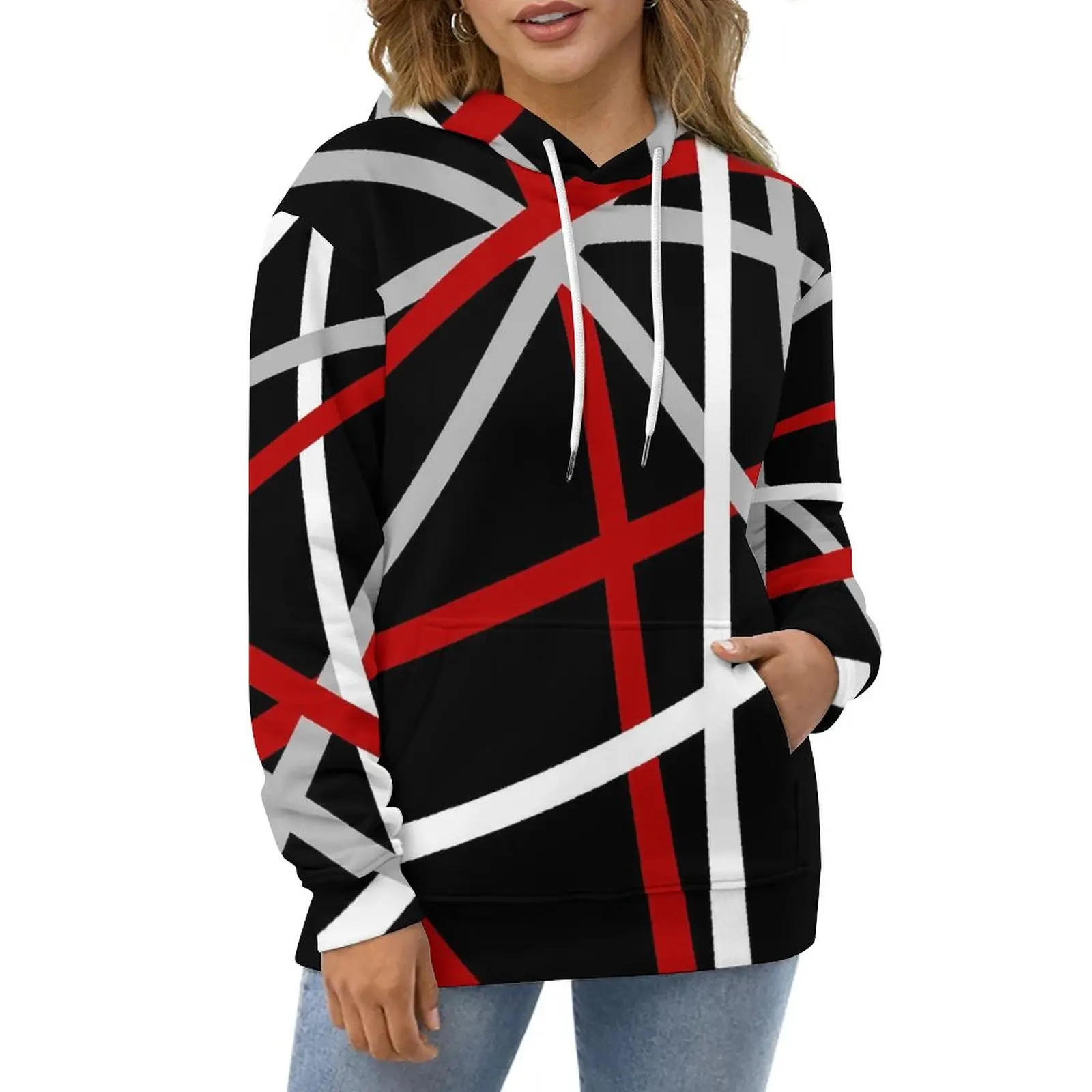 Van Halen Hoodies Abstract Lines Hip Hop Casual Hoodie Long Sleeve Trendy Printed Hooded Sweatshirts Big Size 4XL 5XL