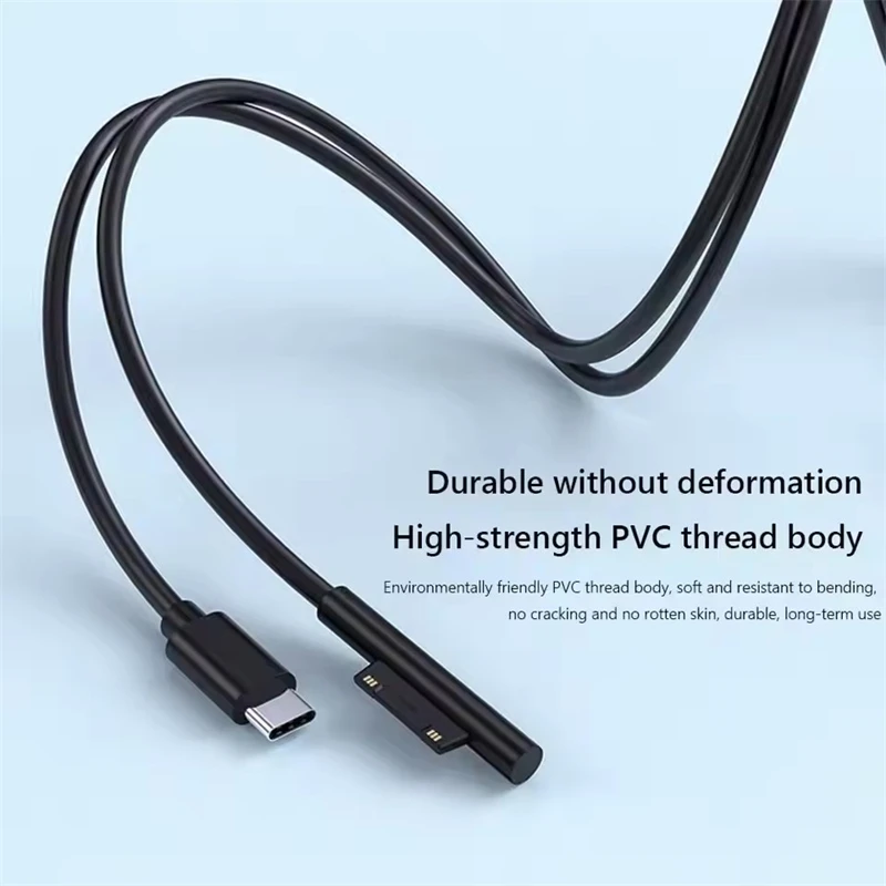 PD 65W Fast Charging USB Type C Power Supply Cable for Microsoft Surface Pro 7 3 4 5 6 15V 3A Tablet Charger USB C Adapter Cable