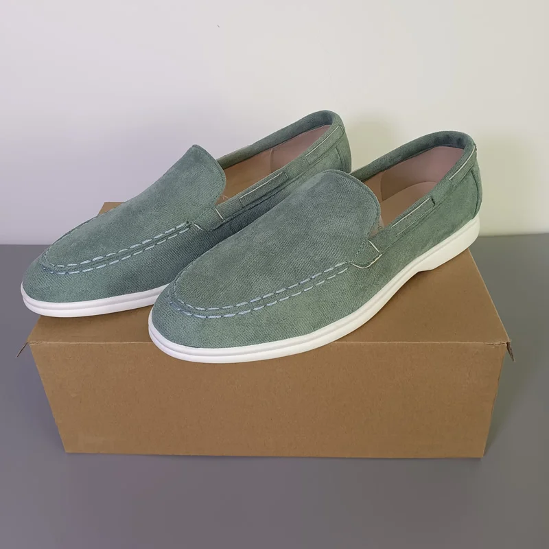 عالية الجودة الكلاسيكية العلامة التجارية الجلد المدبوغ أحذية جلدية بدون كعب الرجال حذاء كاجوال فاخر رجالي تنفس الانزلاق على أحذية قيادة الأخفاف