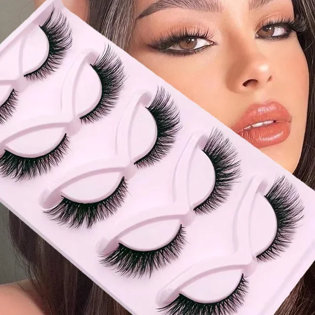 5 par rzęsy z oczami lisa skrzydlate oko wydłużone rzęsy przezroczysta opaska naturalny wygląd rzęsy przedłużanie rzęs Manga Lashes