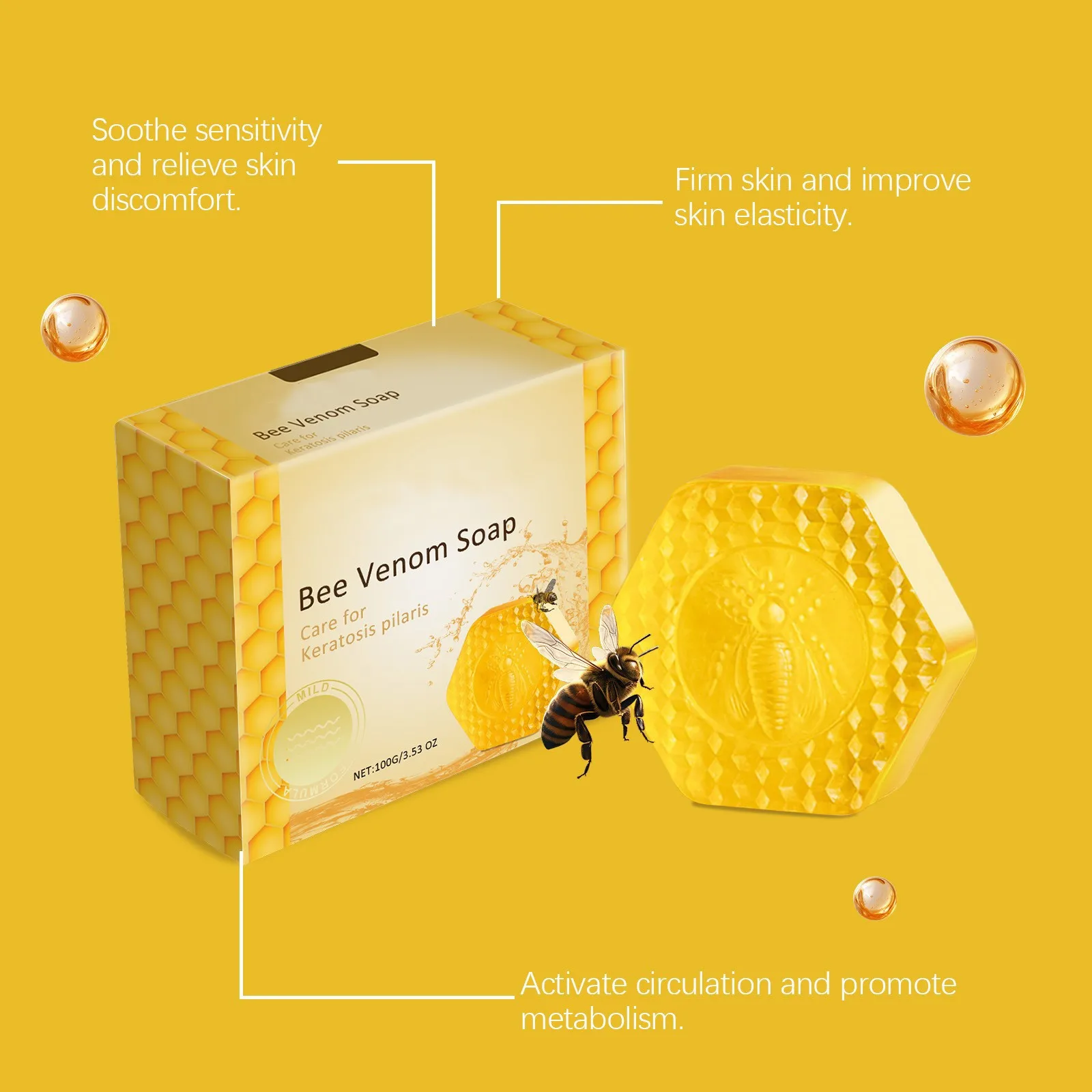 Bee Vēnom Soap Of Derma Care Soap Moisturizing & Cleaning Helping To Clear Accumulated Soap Men And Women Of All Ages